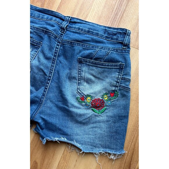 Embroidered Denim Jean Short Shorts Junior 5 Hectik by Natalia Daisy Dukes Girl - Picture 6 of 9